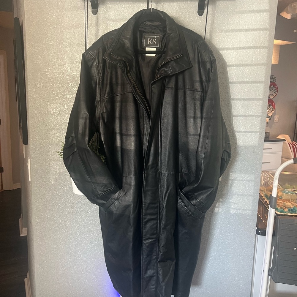 Vintage KS Black Leather Matrix coat